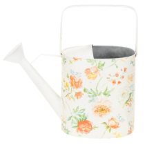 Product Vintage decorative metal watering can with rose motif, summer garden decoration, nostalgic planting can, H31.5 cm