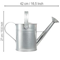 Product Decorative watering can, retro design, metal, silver, 42x15.5x27cm, vintage balcony decoration, flower pot