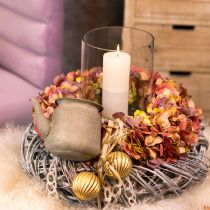 Product Decorative metal teapot, vintage style, grey, 24×14×14cm, retro shabby chic style