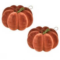 Product Flocked pumpkin decoration – Autumnal table decoration in strong red-brown 20cm 2pcs