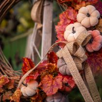 Product Decorative pumpkin made of fabric on a stick yellow brown orange Ø7cm 9 pcs