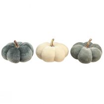 Product Decorative Pumpkins Fabric Velvet Cream Grey Autumn Ø7cm 9 pcs