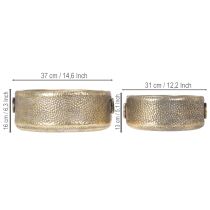 Product Decorative bowl, antique look, metal planter, golden, Ø37/31cm, set of 2