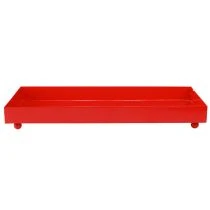 Product Decorative tray rectangular red metal tray with feet 30×15cm