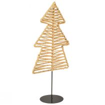 Product Decorative Christmas tree metal raffia natural black 21x11,5x45cm