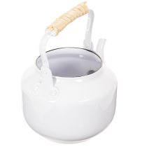Product Decorative teapot, planter, metal, white, shabby chic, Ø8.6cm, H16cm, vintage decorative flower pot