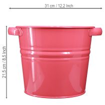 Product Decorative pot, pink metal flower pot with handles, 31x26x21.5cm