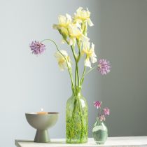 Product Decorative vase glass flower vase yellow green pattern Ø10cm H25cm