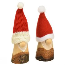 Product Decorative gnome wooden Christmas gnome with hat red natural 10/12cm 4pcs