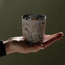 Product Decorative glass lantern with leaf design for stylish home accents, 8cm, 4 pieces