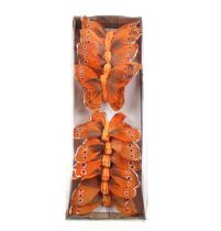 Product Decorative butterfly on wire orange 8cm 12pcs