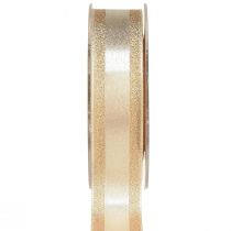 Product Decorative ribbon gold with glitter and stripes gift ribbon 25mm 20m
