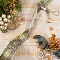 Product Decorative ribbon with deer head and checkered pattern, 40mm x 15m