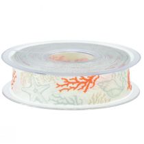 Product Decorative ribbon maritime gift ribbon corals 25mm 18m
