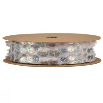Product Decorative ribbon with fur look and holo effect grey silver 25mm 10m