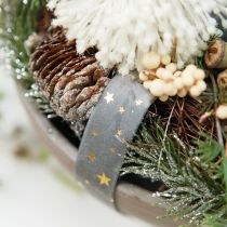 Product Velvet ribbon, star ribbon, grey gold, decorative ribbon, 25mm wide, 8m long