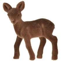Product Decorative figure deer fawn flocked brown Christmas figures 10.5cm 6 pcs