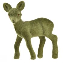 Product Decorative figure deer fawn flocked Christmas figures green 10.5cm 6 pcs