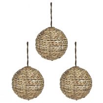 Product Decorative balls for hanging balls straw grey Ø15cm 3pcs