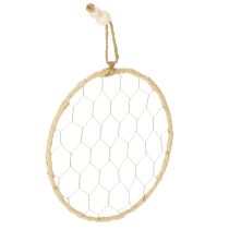 Product Decorative rings for hanging with raffia and wire mesh Ø20cm, 4 pcs Boho wall decoration Window decoration