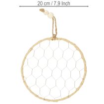 Product Decorative rings for hanging with raffia and wire mesh Ø20cm, 4 pcs Boho wall decoration Window decoration