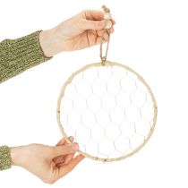Product Decorative rings for hanging with raffia and wire mesh Ø20cm, 4 pcs Boho wall decoration Window decoration