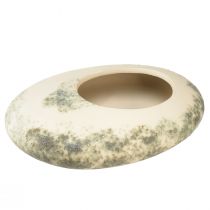 Product Decorative bowl oval flat ceramic bowl cream grey-green 19×14×5cm