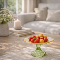 Product Decorative glass plate with foot, floral design, ideal for festive presentation, 15cm