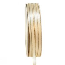 Product Double satin ribbon jewelry ribbon in cream gold W6mm L50m