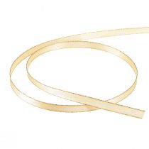 Product Double satin ribbon jewelry ribbon in cream gold W6mm L50m