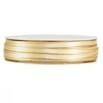 Product Double satin ribbon jewelry ribbon in cream gold W6mm L50m