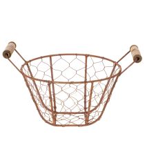 Product Wire basket, metal basket with handle, wood, rust, decorative, Ø18cm