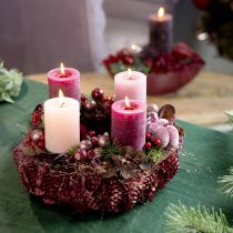 Product Pillar candle set, pink &amp; berry colors, 70x100mm, long burning time, pack of 12, ideal for decoration &amp; gift