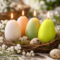 Product Easter candles, egg-shaped, egg-shaped Easter candles, lime green, 9cm, 20h, 6 pieces