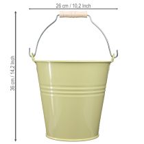 Product Metal bucket/flower pot in greenish-yellow, 26x22.5x23cm, 6l
