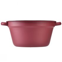 Product Bucket with handles metal decorative tub for planting red Ø20.5cm H10.5cm