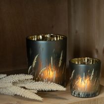 Product Elegant decorative lantern with grass motif for cozy living accents, 12.5cm, 2 pieces.