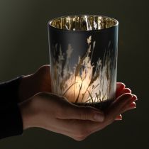 Product Elegant decorative lantern with grass motif for cozy living accents, 12.5cm, 2 pieces.