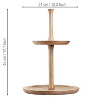 Product Etagere Wooden Decoration 2-tier Natural Round Ø31/20cm H45cm