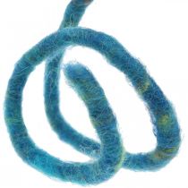 Felt cord with wire wool cord fleece blue 20m
