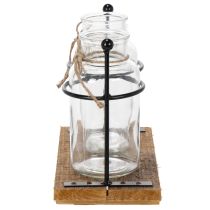 Product Decorative bottle vase, glass and wood, 23x12x19.5cm, 2 pieces