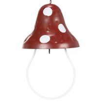 Product Metal feeding station, fly agaric design, hanging, red and white, 25.5cm