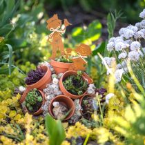 Product Garden stake rust look garden decoration girl and boy 4pcs