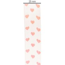 Product Gift ribbon with hearts, ideal for creative packaging ideas and personal gifts, 2.5 cm wide, 15 m long
