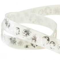 Product Gift ribbon white silver decorative ribbon New Year&#39;s Eve 25mm 18m