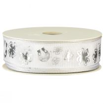 Product Gift ribbon white silver decorative ribbon New Year's Eve 25mm 18m