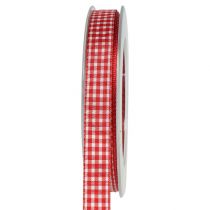 Product Gift ribbon with selvedge 15mm 20m red checkered
