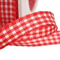 Product Gift ribbon with selvedge 8mm 20m red checkered