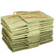 Product Gift bags paper woven look green 12x12cm 12 pcs