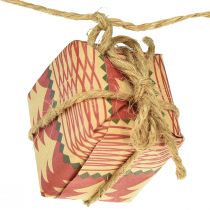 Product Garland Christmas Gifts and Stars Red Natural Green 100cm 2pcs